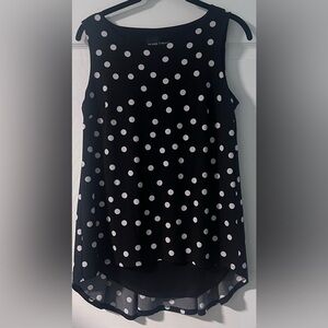 Black and White Polka Dot Sleeveless High Low Top